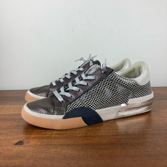 Dolce Vita Shoes - Dolce Vita Zina Mercury Leather Sneakers Silver Snake Print Women’s Size 8.